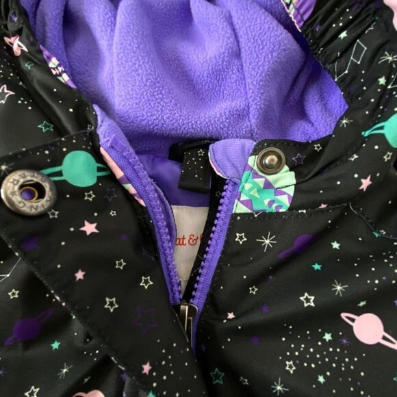 Cat & Jack Infant size 12 months Hooded Puffy Jacket Black Stars Solar System - Picture 6 of 10